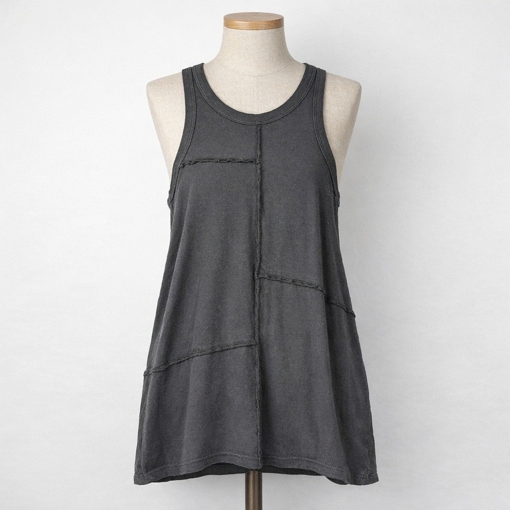 RG Kane Patchwork Organic Cotton Tank‎ Size S Black Boho Grunge Granola Luxury